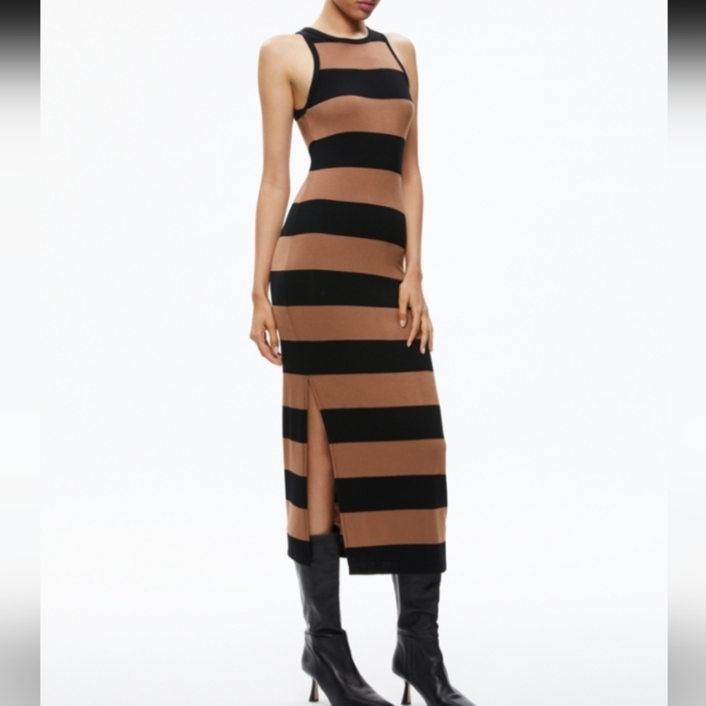 Alice & Olivia PANIA RACERBACK SIDE SLIT MAXI DRESS - Picture 4 of 16